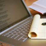 Image of computer keyboard & note[pad signifying writing copywriting etc - 2